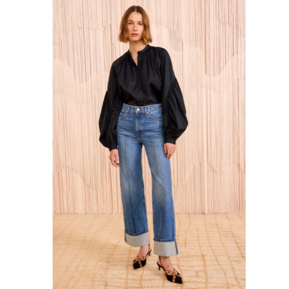The Genevieve Jean Classic Blue Wide-Leg Jeans
